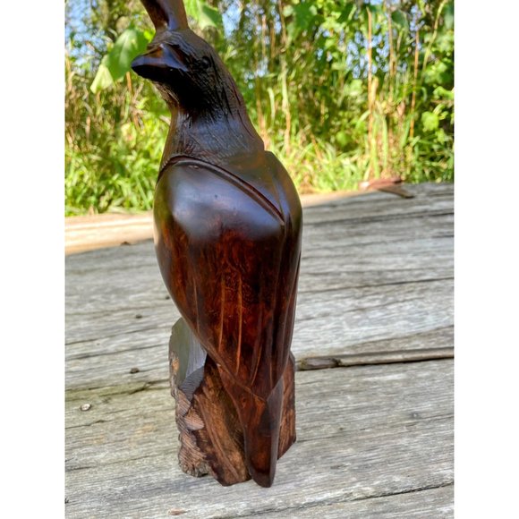 Vintage Heavy Carved Wood Quail Bird Sculpture - Picture 13 of 14